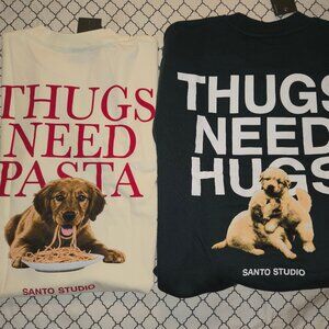 Santo Studio "Thugs Need Hugs / Pasta" Size Med Crewneck Sweatshirt + Tee NWT